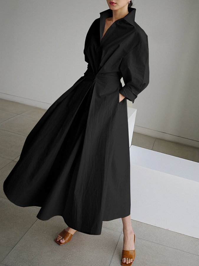 Brynn | Abito lungo elegante a trapezio con colletto da polo