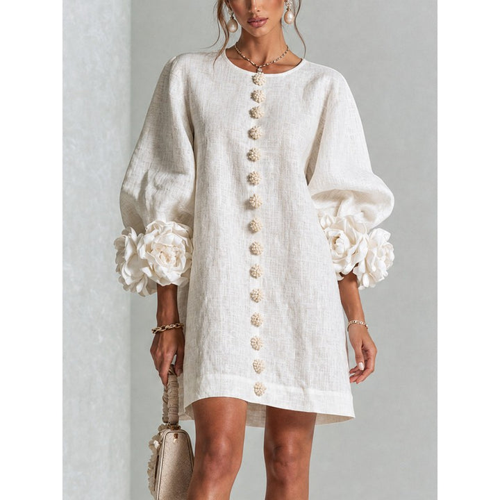 Anita | Floral Appliqué Cuffs and Button Front