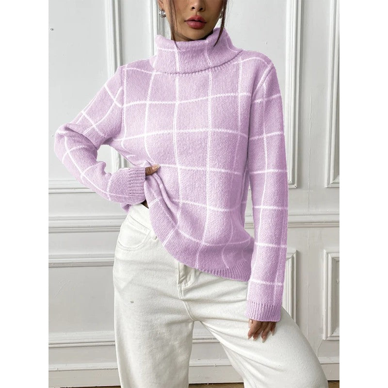 Clara | Check Pattern Turtleneck Sweater