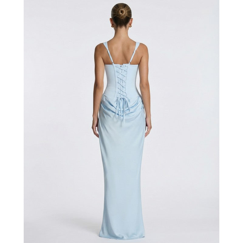Olivia | Robe longue drapée à corsage corset