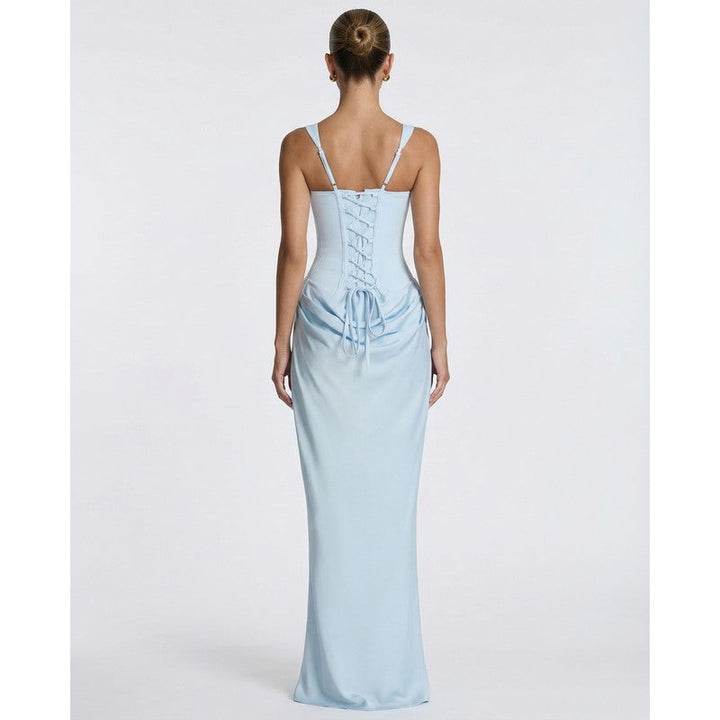 Olivia | Robe longue drapée à corsage corset