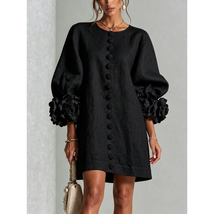 Anita | Floral Appliqué Cuffs and Button Front