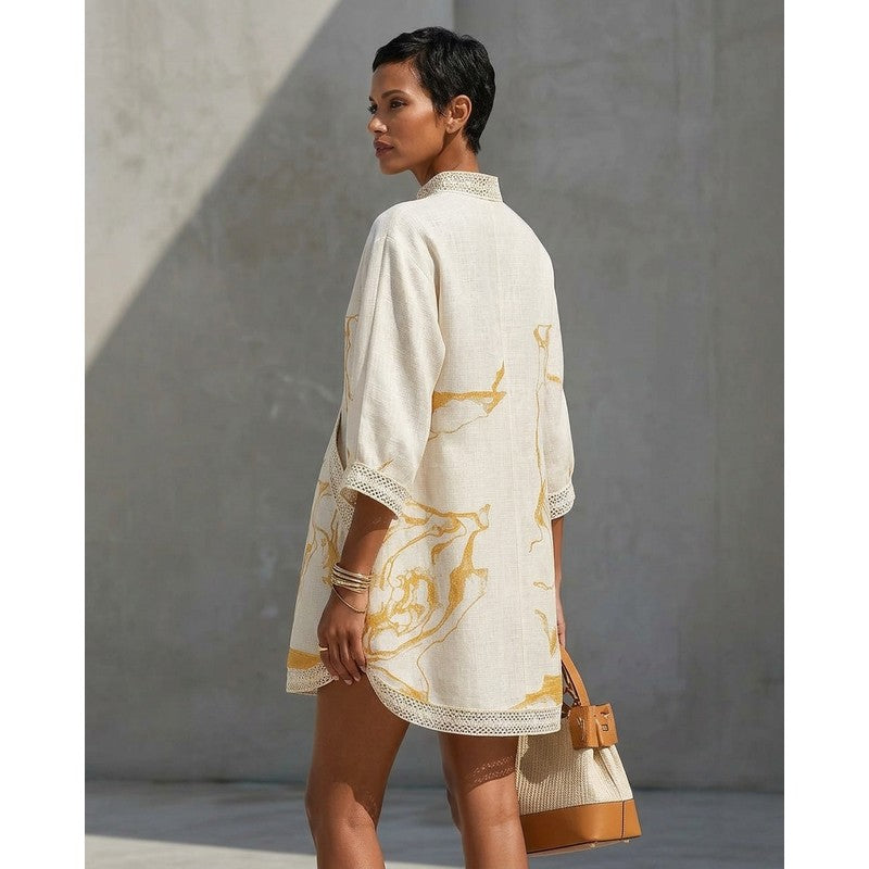 Elodie | V-Neck -Trim Mini Dress