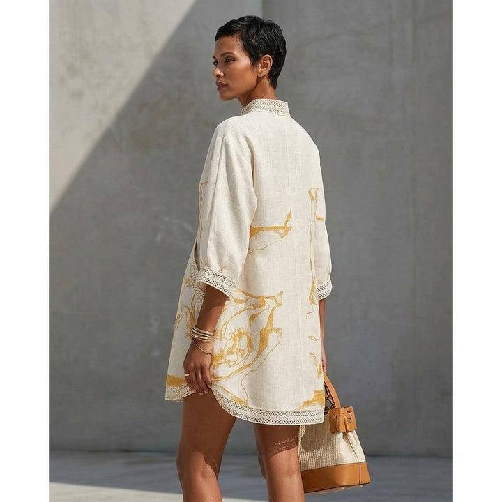 Elodie | V-Neck -Trim Mini Dress