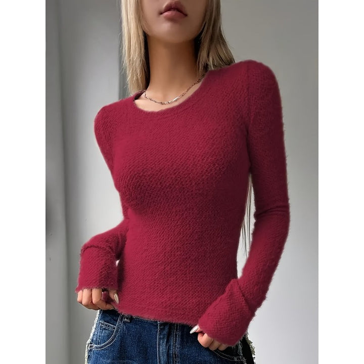 Noreen | Women's Fitted Fuzzy Knit Top