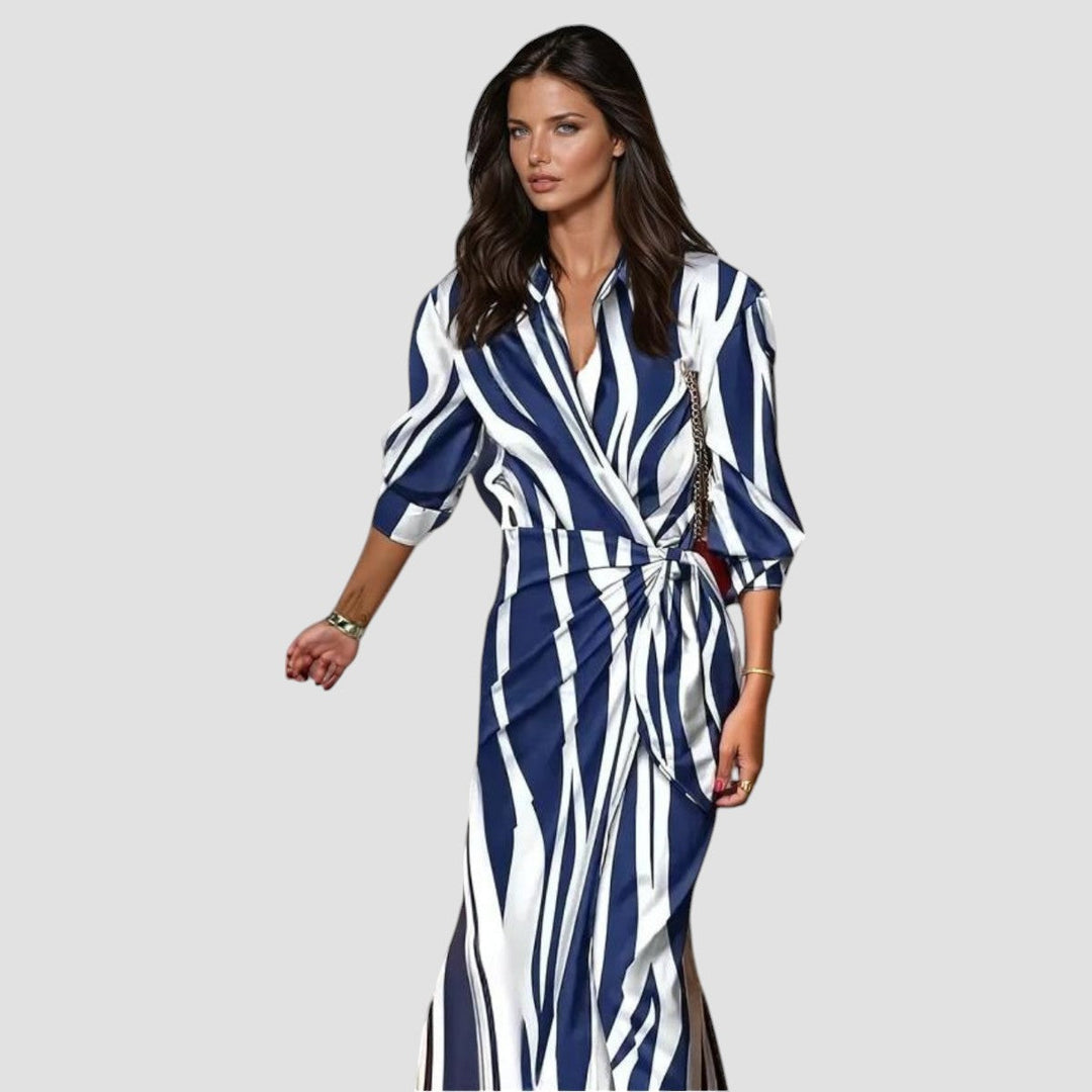 Stevie | Printed Tie-Waist Midi Dress