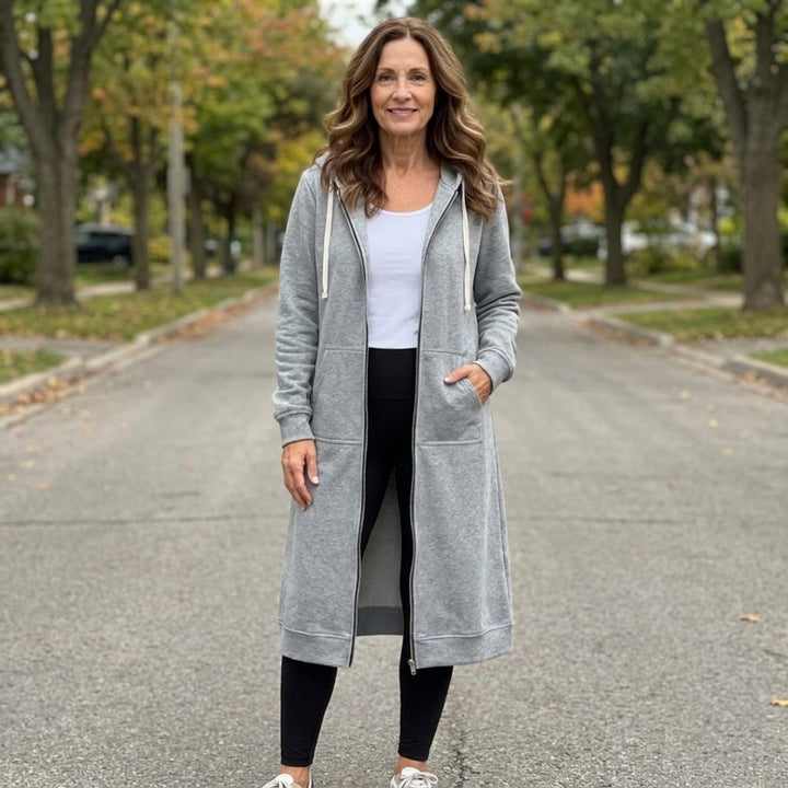 Women's Cardigan | Longline Zip-Up Hooded Style