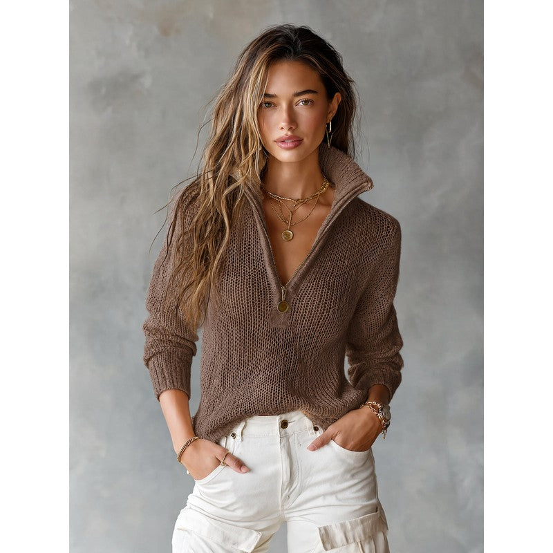 Women's Sweater | Monica Half-Zip Knit Top