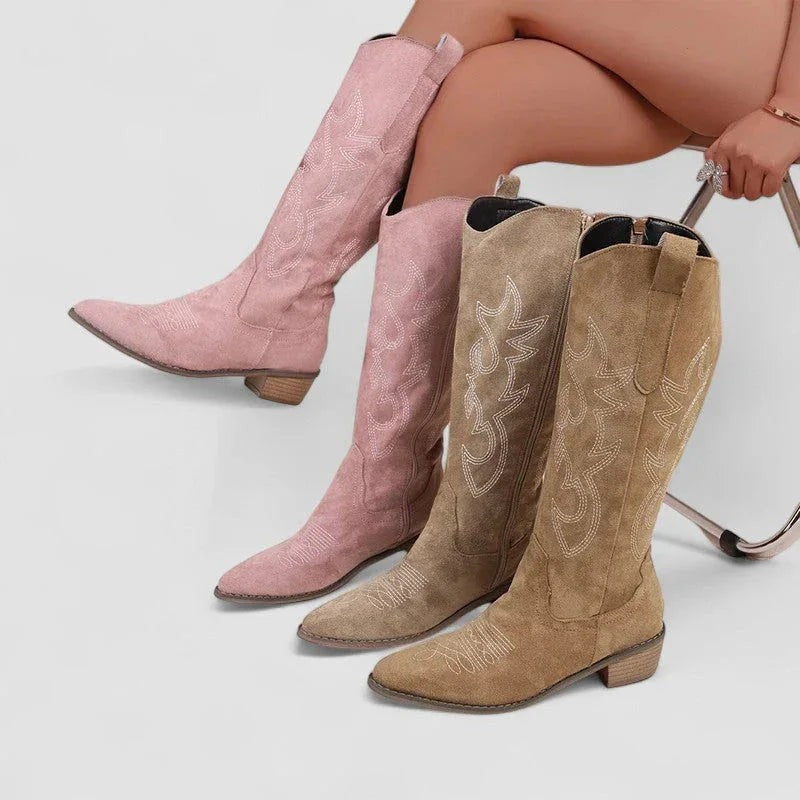 Women Boots | Knee-High Western Stitched Boots