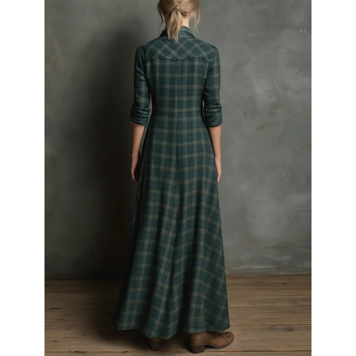 Valentina | Collared Plaid Maxi Dress