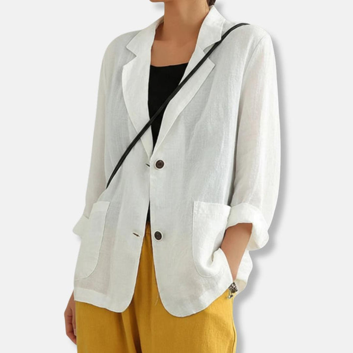 Blakely | Blazer met relaxte pasvorm en linnenmix voor moeiteloze zomerse laagjes