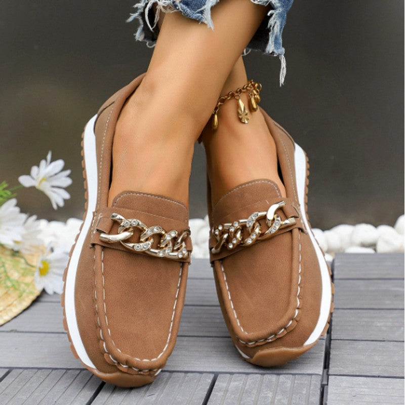Olivia | Chain-Accent Slip-On Loafers