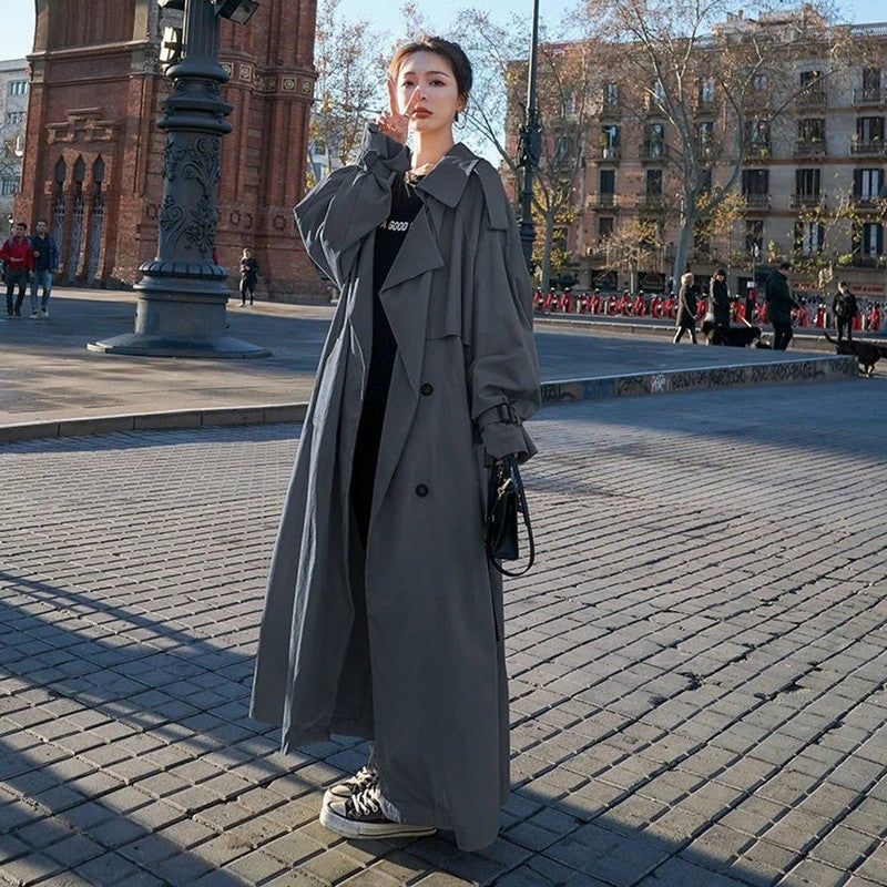 Victoria | Oversized Double-Breasted Long Trench Coat