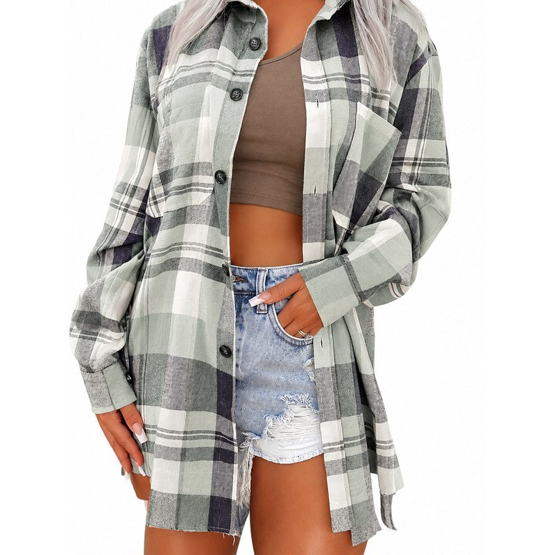 Juliette | Oversized Plaid Long-Sleeve Shirt