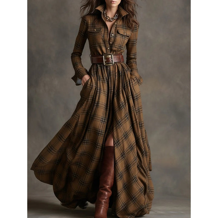 Beatriz | Plaid Belted Maxi Dress