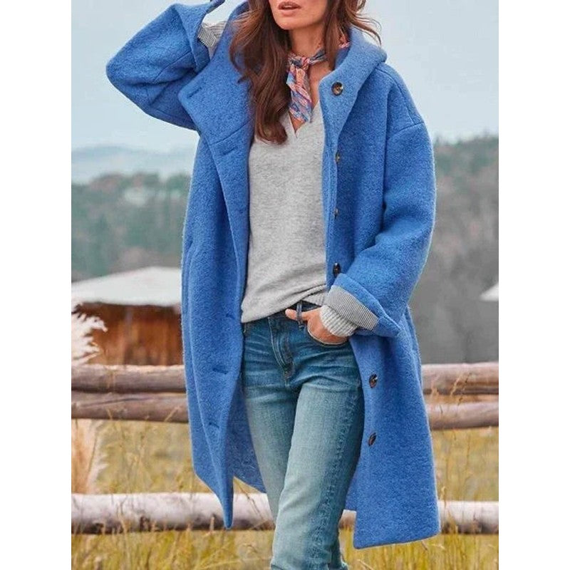 Sophia | Longline Hooded Button-Front Coat