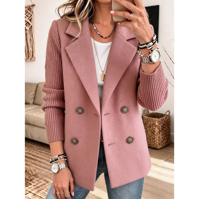 Carla | Two-Tone Knit-Sleeve Blazer
