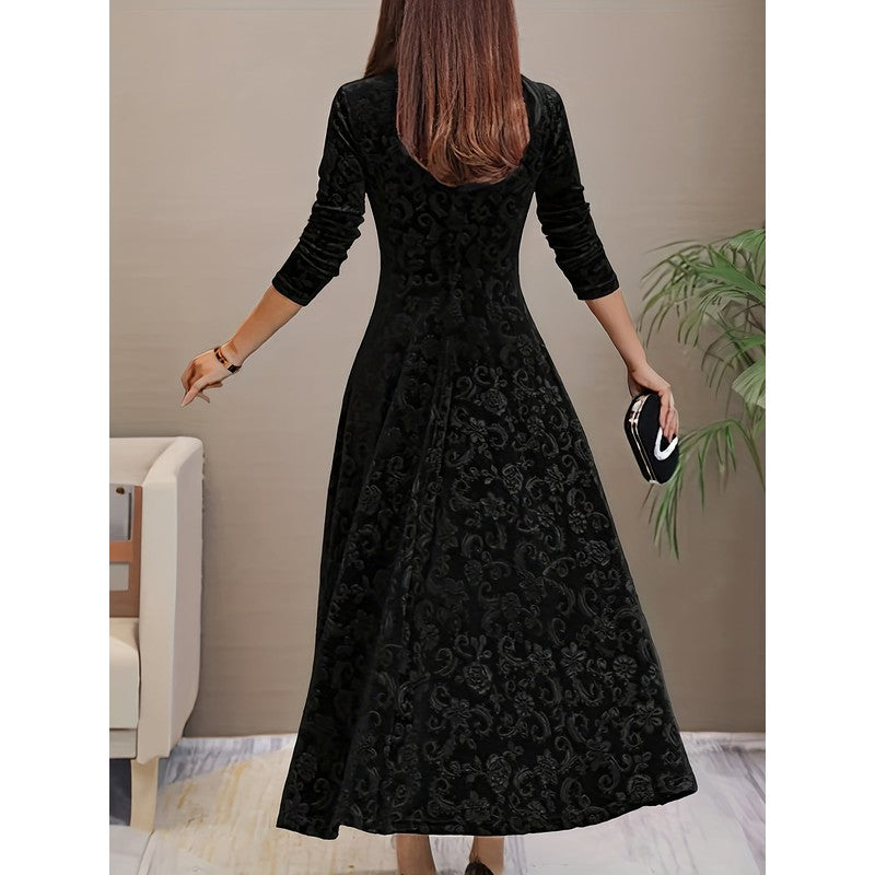 Adeline | Long-Sleeve Floral Midi Dress