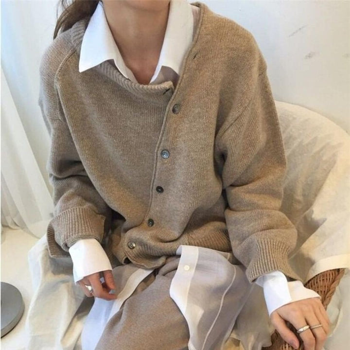 Women's Cardigan | Asymmetrical Button-Front Knit