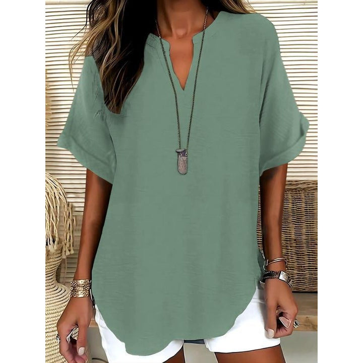 Women’s Blouse | Relaxed V-Neck Short-Sleeve