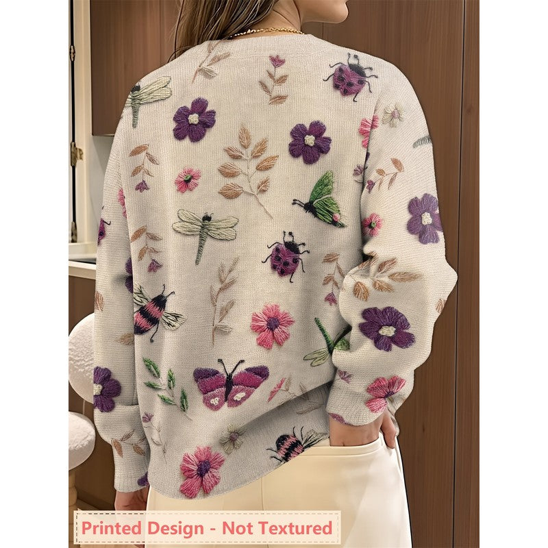 Elsie | Relaxed Fit Botanical Print Sweater