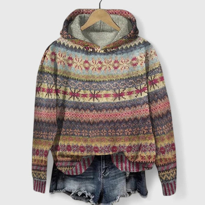 Elyvanyah | Retro Jacquard Hooded Sweatshirt