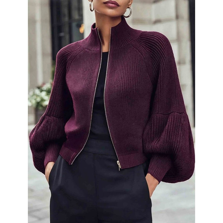 Gwyneth | Cropped Zip-Up Knit Cardigan