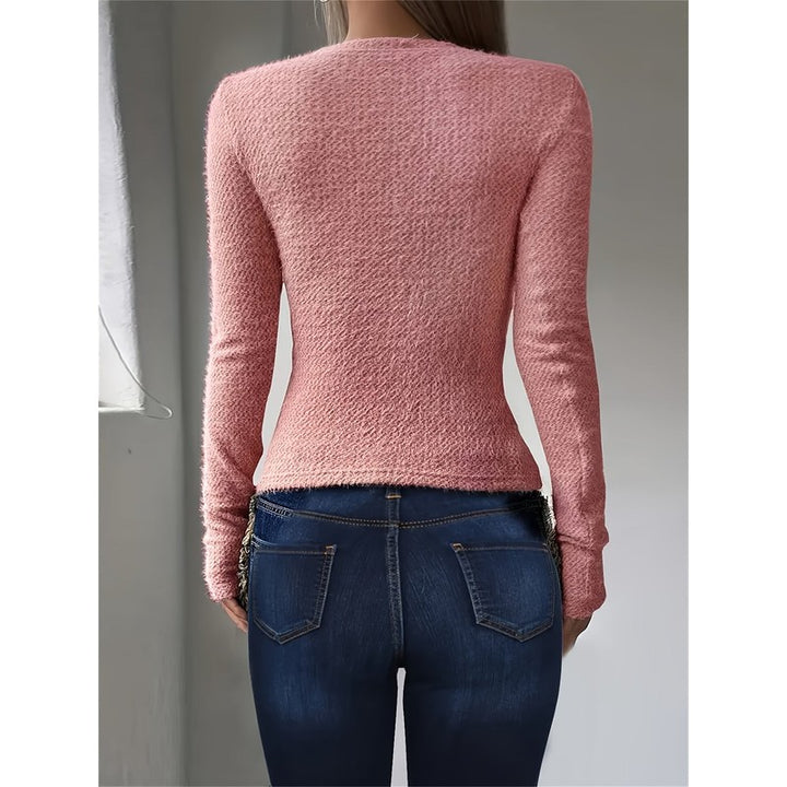 Noreen | Women's Fitted Fuzzy Knit Top