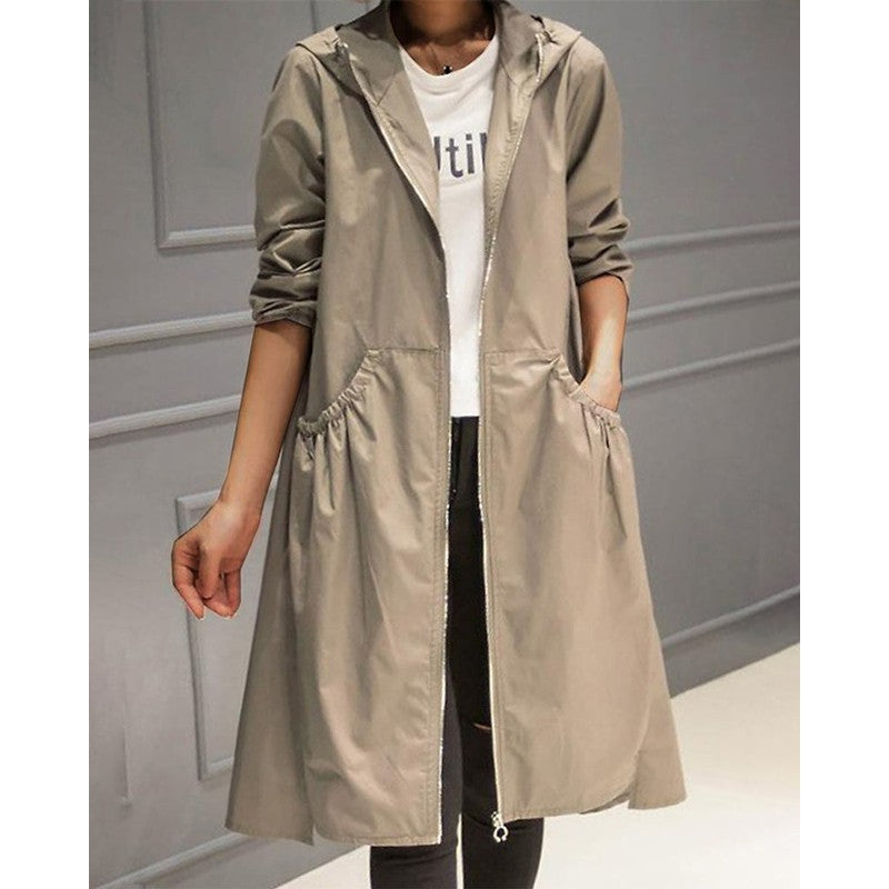 Kathleen | Relaxed Hooded Long Trench Coat