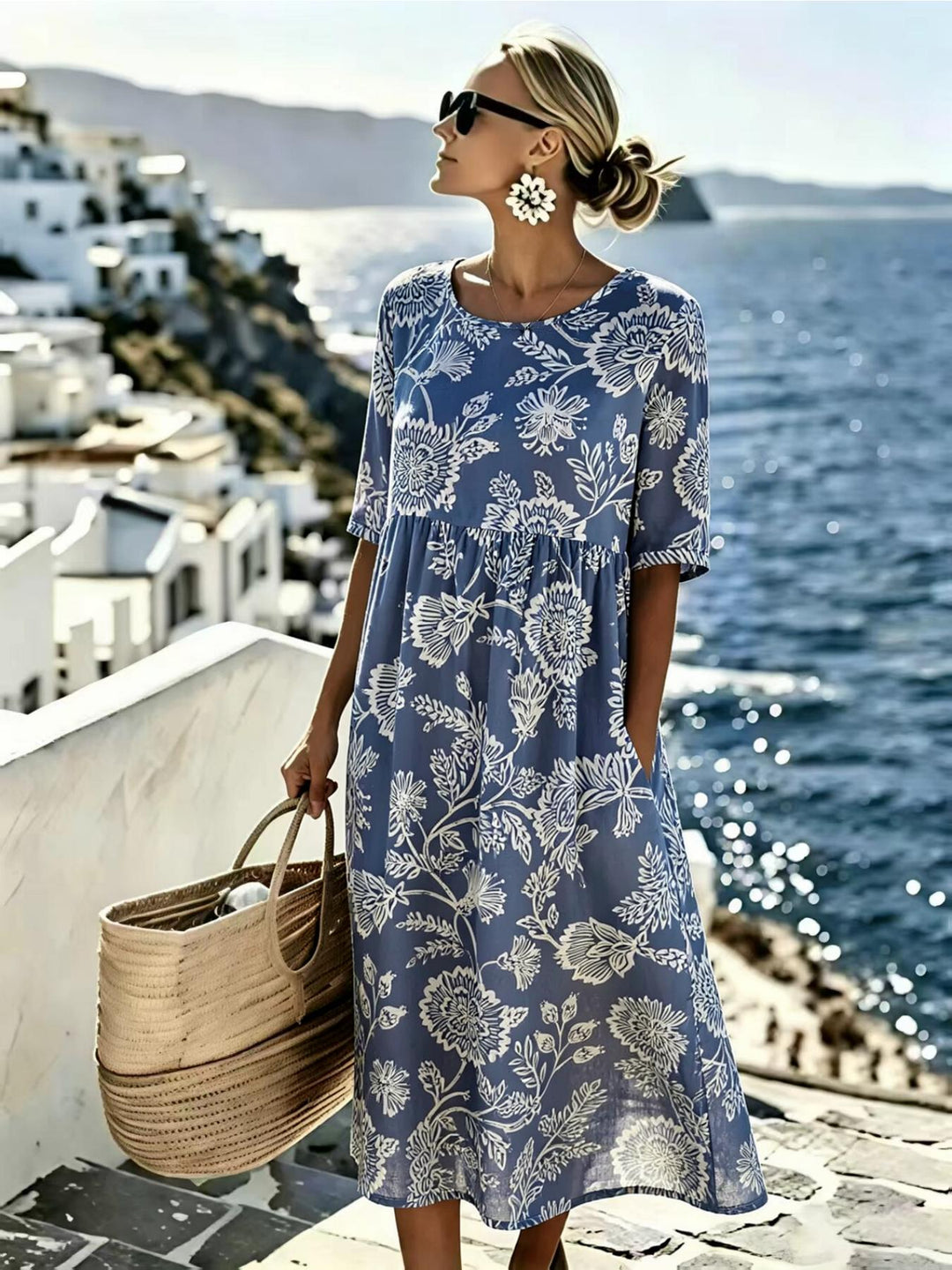 Daisy | Robe midi fleurie à taille empire