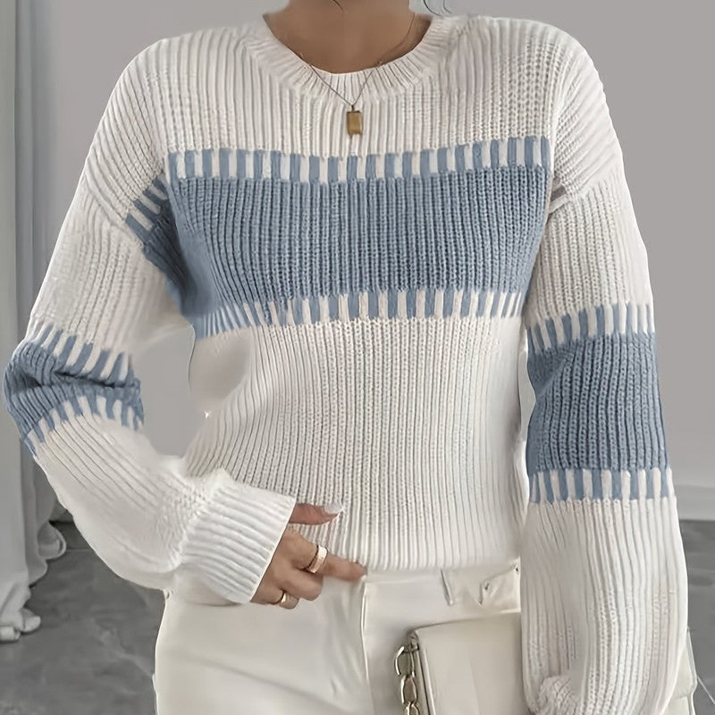 Clara | Colour-Block Striped Cropped Pullover