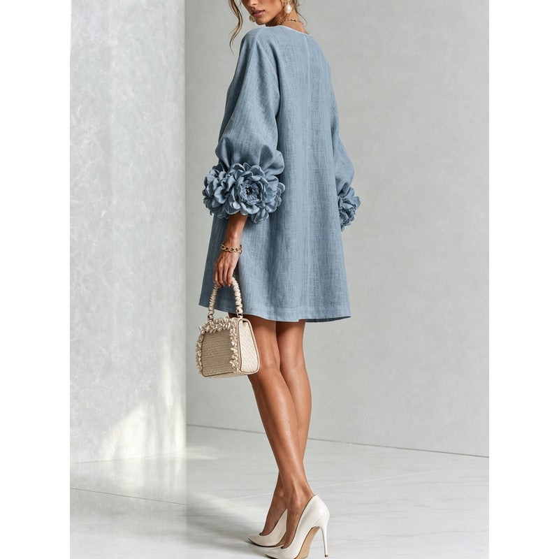 Anita | Floral Appliqué Cuffs and Button Front