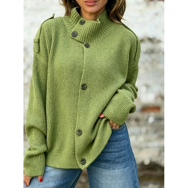 Women’s Buttoned Stand-Collar Cardigan