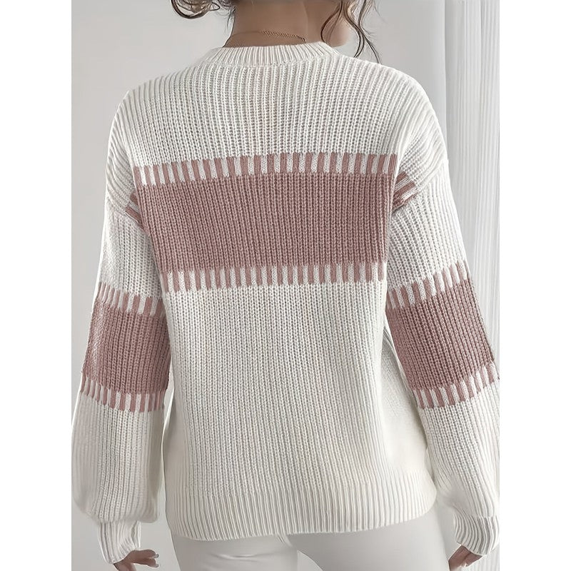 Clara | Colour-Block Striped Cropped Pullover