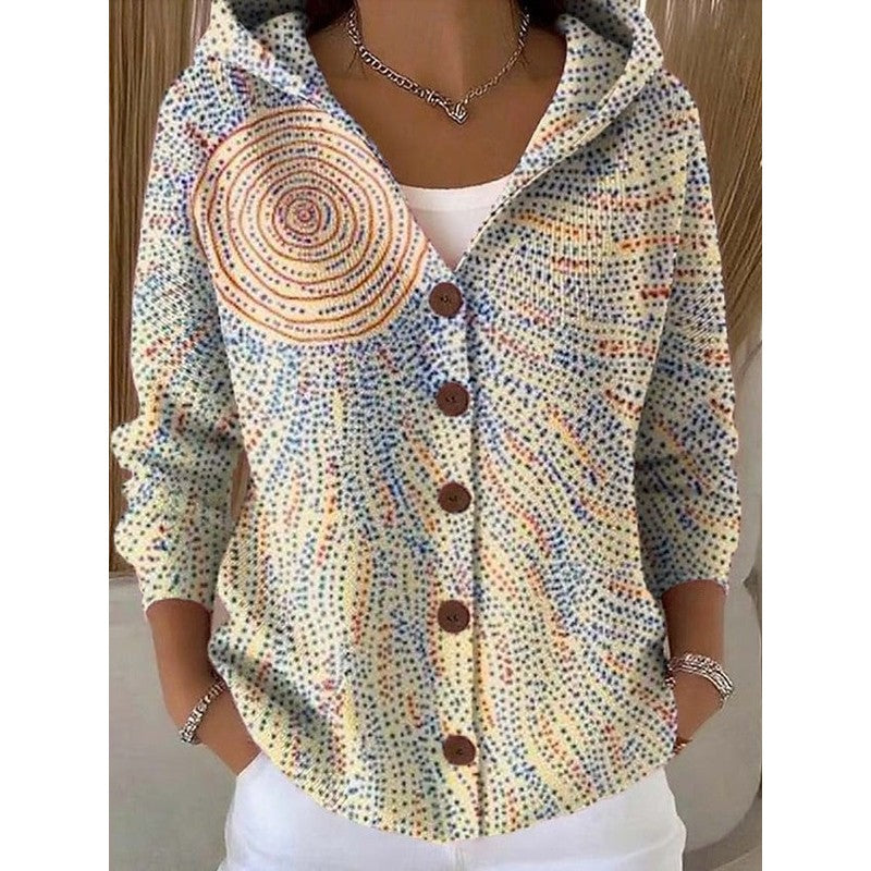 Vanessa | Fluid Button-Front Abstract Print Cardigan