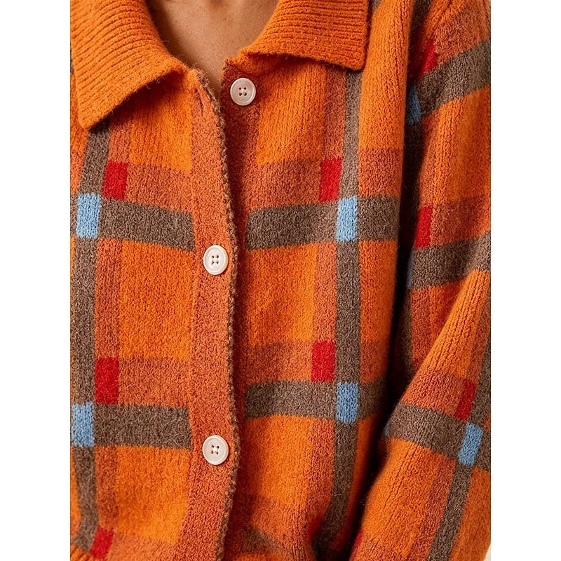 Sophia | Plaid Button Cardigan