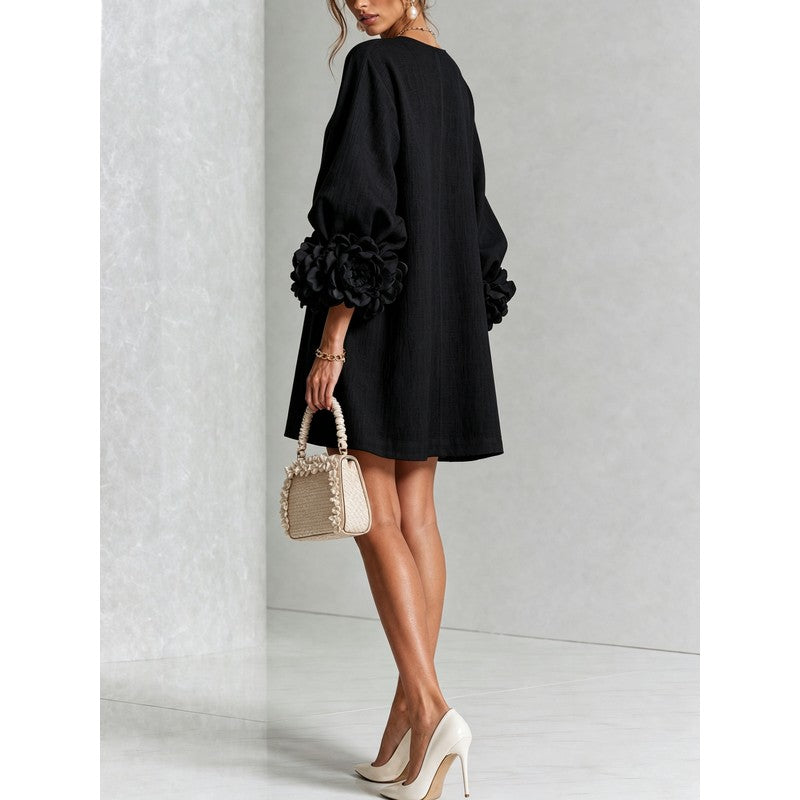 Anita | Floral Appliqué Cuffs and Button Front