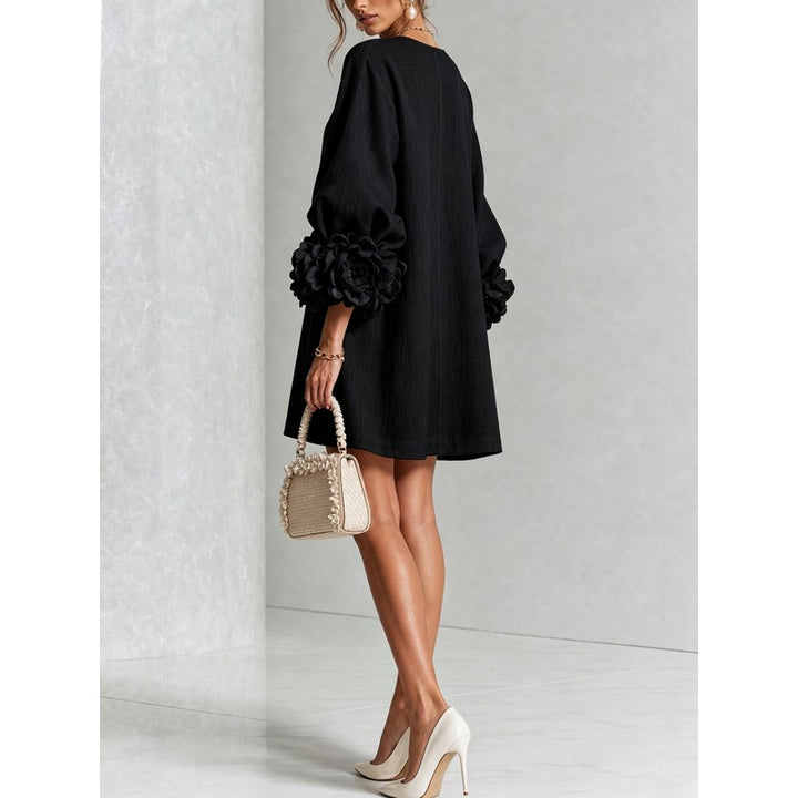 Anita | Floral Appliqué Cuffs and Button Front
