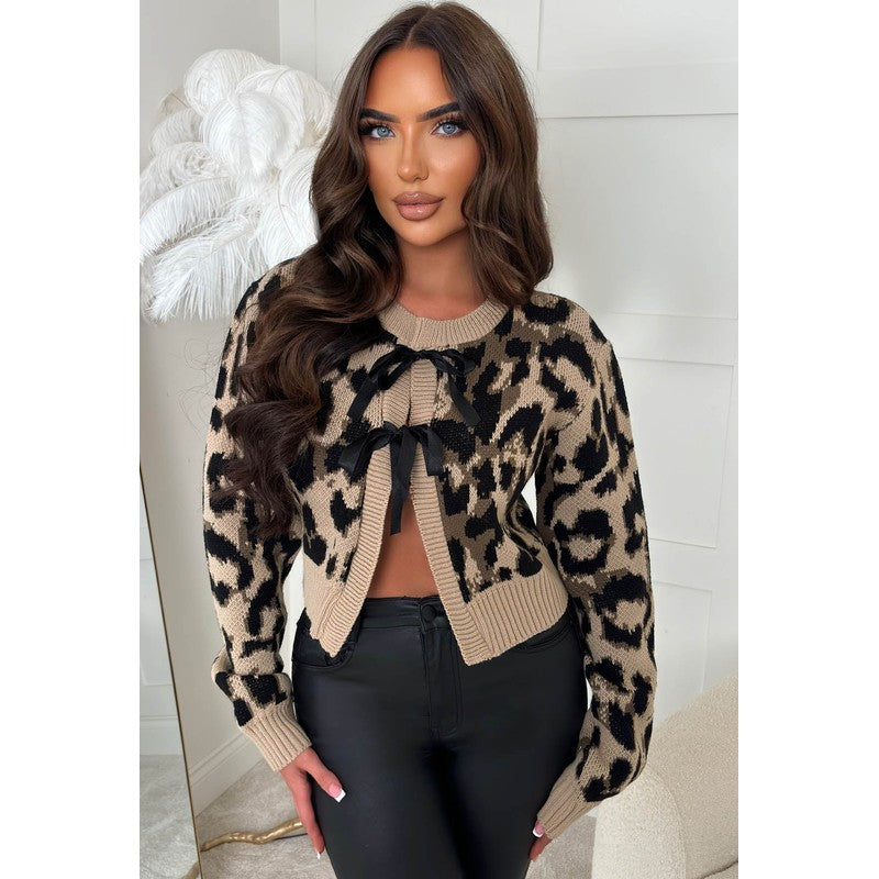 Leonie | Cropped Leopard Print Cardigan