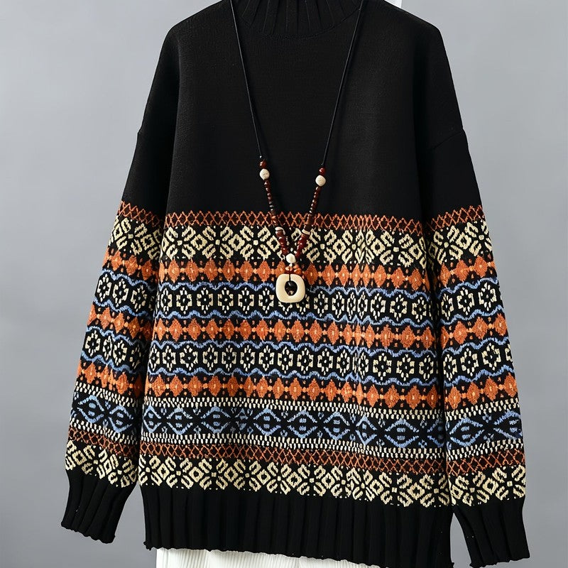 Thea | Vintage Jacquard Geometric Pullover