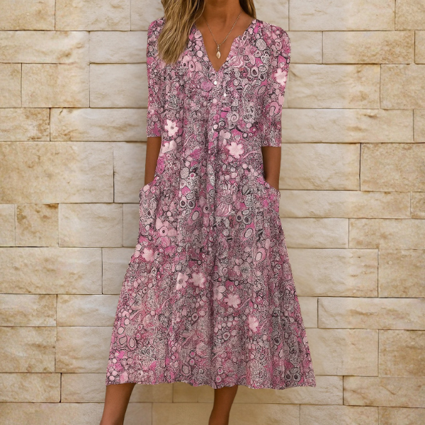Molly | Abstract Print Midi Dress