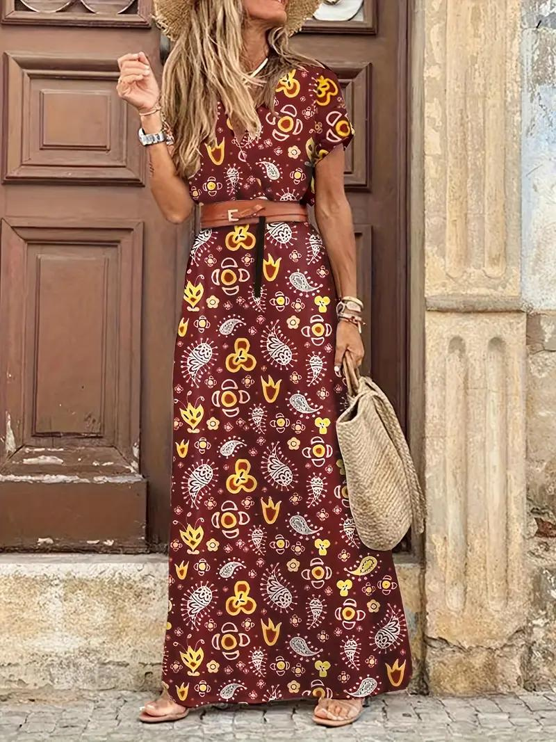 Mavis | Bedrucktes Maxikleid mit Gürtel