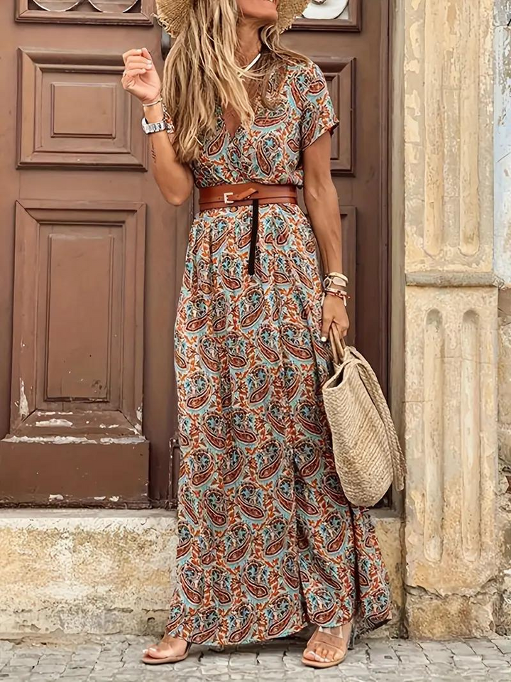 Mavis | Bedrucktes Maxikleid mit Gürtel
