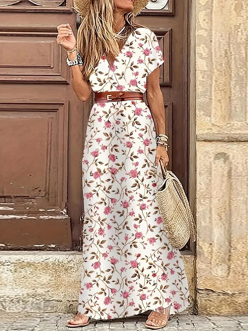 Mavis | Bedrucktes Maxikleid mit Gürtel