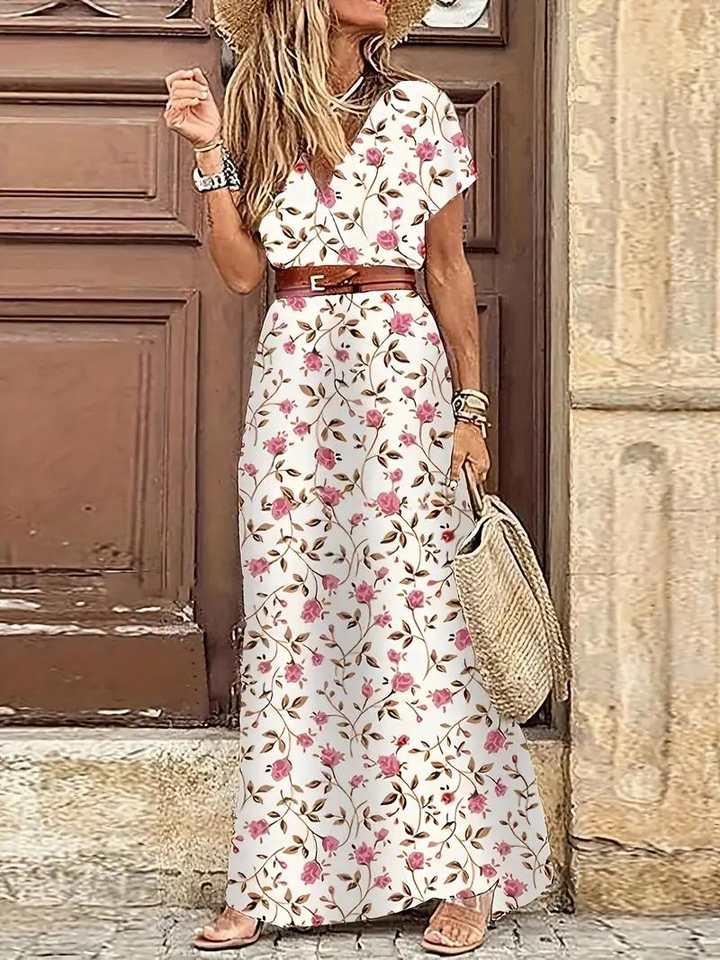 Mavis | Bedrucktes Maxikleid mit Gürtel