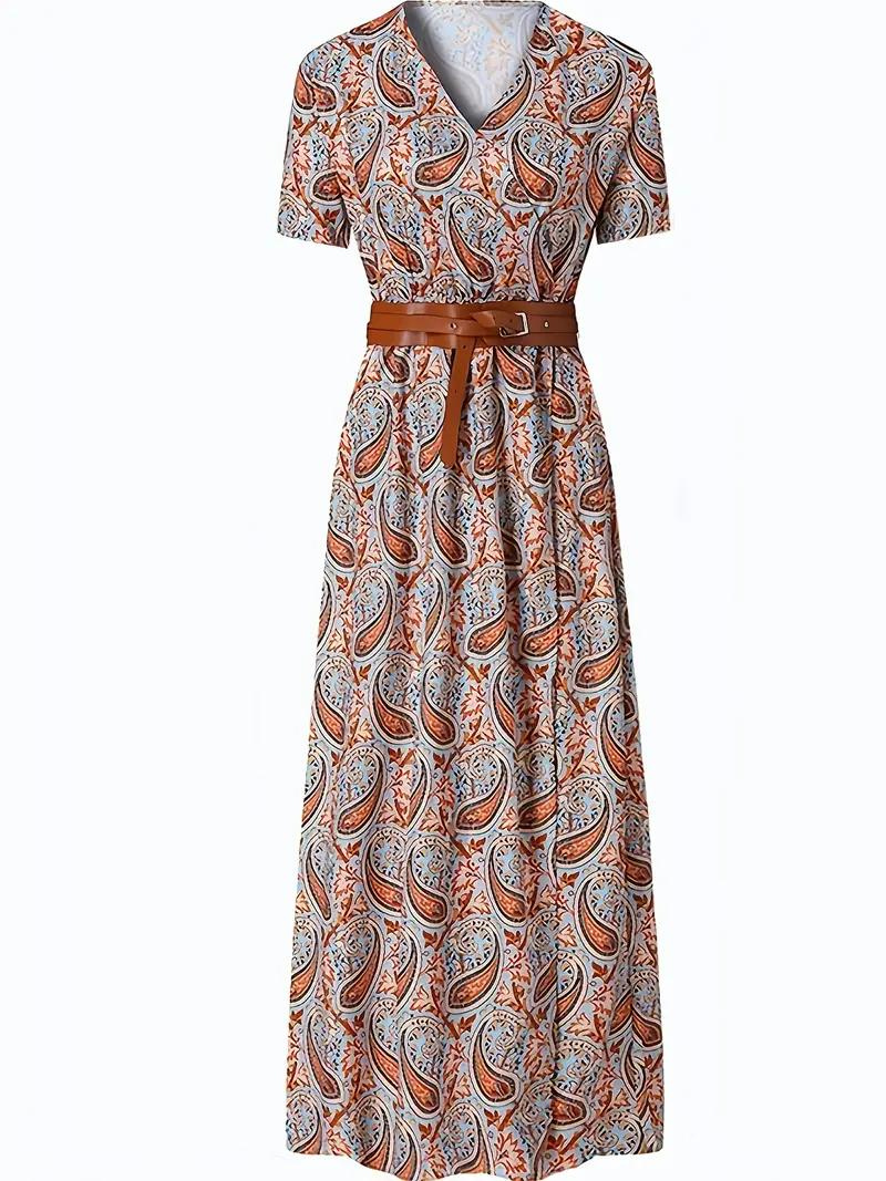 Mavis | Bedrucktes Maxikleid mit Gürtel