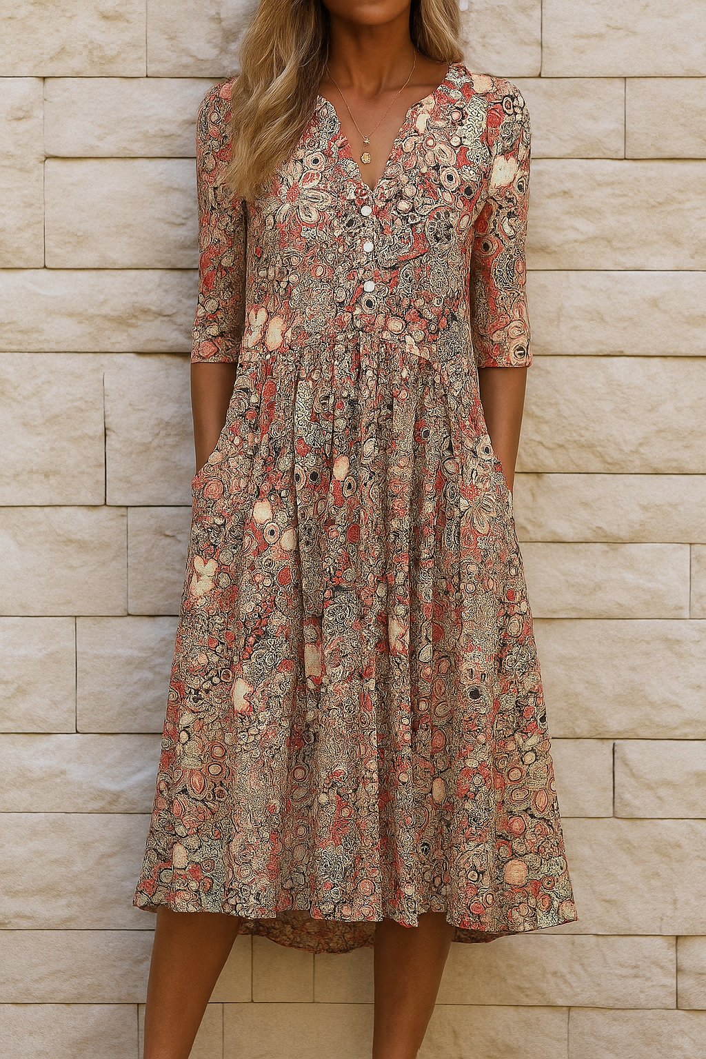 Molly | Abstract Print Midi Dress