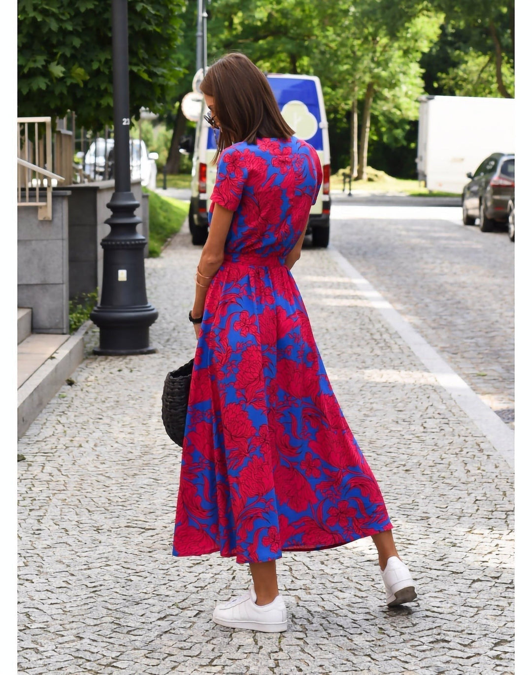 Laila | Vestido midi floral com laço na cintura