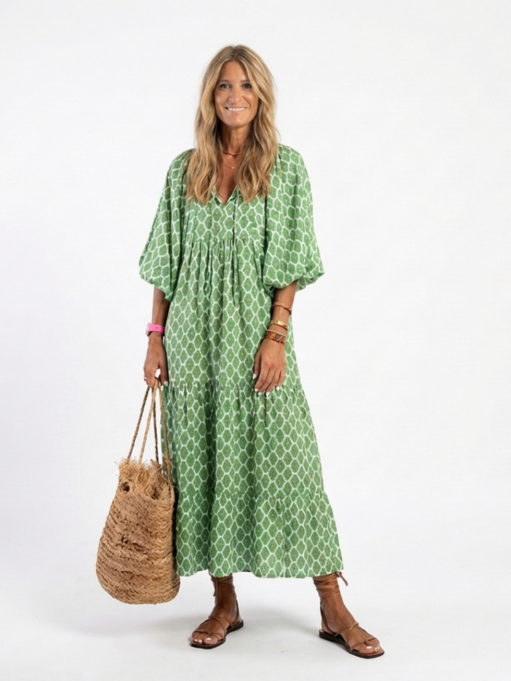 Sawyer | Robe longue bohème imprimée à volants étagés