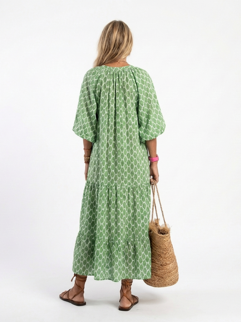 Sawyer | Robe longue bohème imprimée à volants étagés